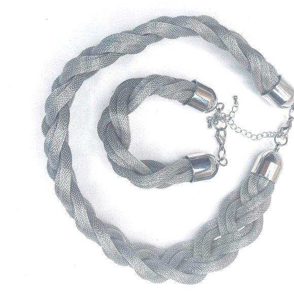 Braided chain necklace +bracelet - Picture 1 of 7